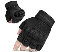 FREE SOLDIER Full Finger Outdoor Sports Cycling Biker Gloves Motorcycle Gloves Fingerless Glove for Hiking Climbing Cross Country Working Men's Gloves(M,Black Fingerless)