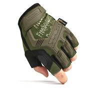 FREE SOLDIER Men's Non-slip Fingerless Gloves Half Finger Cycling Gloves Outdoor Motorcycle Climbing Hiking camping sports Glove (Green, L)