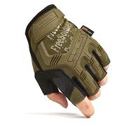FREE SOLDIER Men's Non-slip Fingerless Gloves Half Finger Cycling Gloves Outdoor Motorcycle Climbing Hiking camping sports Glove (Wolf Brown, L)