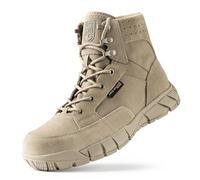 FREE SOLDIER Men's Tactical Boots 6 Inch High Quality Genuine Leather, Ultralight Breathable for Military, Hiking, All-terrain Use, tan, 40 EU