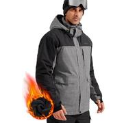 FREE SOLDIER Men's Waterproof Ski Jacket Fleece Lined Warm Winter Snow Coat with Hood Fully Taped Seams(Heather Gray,XL)