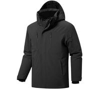 FREE SOLDIER Men's Waterproof Ski Snow Jacket Warm Winter Fleece Lined Coat Snowboarding Raincoat Hooded Fully Taped Seams (Black,XL)