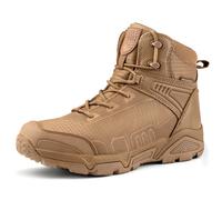 FREE SOLDIER Men's Waterproof Tactical Boots Breathable Military Army Boots Durable Combat Work Shoes Lightweight Hiking Walking Boots(Wolf brown-waterproof,7UK)