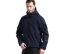 FREE SOLDIER Mens Winter Waterproof Tactical Military Jackets Winter Outdoor Softshell Jacket Fleece Lining Hunting Coat with Hood (Navy,L)