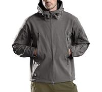 FREE SOLDIER Mens Winter Waterproof Tactical Military Jackets Winter Outdoor Softshell Jacket Fleece Lining Hunting Coat with Hood (Grey,XL)