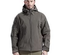 FREE SOLDIER Mens Winter Waterproof Tactical Military Jackets Winter Outdoor Softshell Jacket Fleece Lining Hunting Coat with Hood (Grey,XL)