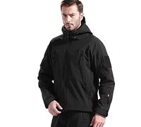 FREE SOLDIER Mens Winter Waterproof Tactical Military Jackets Winter Outdoor Softshell Jacket Fleece Lining Hunting Coat with Hood (Black,M)