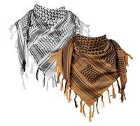 FREE SOLDIER Scarf Military Shemagh Tactical Desert Keffiyeh Head Neck Scarf Arab Wrap with Tassel 43x43 inches(2 Pack of White& Brown)