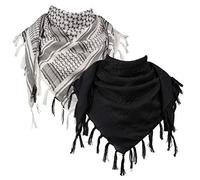 FREE SOLDIER Scarf Military Shemagh Tactical Desert Keffiyeh Head Neck Scarf Arab Wrap with Tassel 43x43 inches(2 Pack of Black&White)