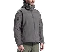 FREE SOLDIER Tactical Men's Softshell Jacket Multi Pocket Windproof Jacket Outdoor Waterproof Hooded Coat (Grey 2XL)