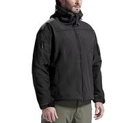 FREE SOLDIER Tactical Men's Softshell Jacket Multi Pocket Windproof Jacket Outdoor Waterproof Hooded Coat (Black XL)