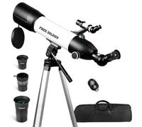 FREE SOLDIER Telescope 80mm Aperture 500mm Refractor Telescope for Adults High Powered - Professional Astronomical Refracting Telescope for Beginners White