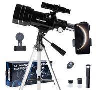 FREE SOLDIER Telescope for Kids 70mm Aperture Astronomical Refractor Telescopes for Beginners (15X-150X) 300mm Telescope for Adults High Powered with A Phone Adapter & A Wireless Remote (Black)