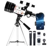 FREE SOLDIER Telescope for Kids 70mm Aperture Astronomical Refractor Telescopes for Beginners (15X-150X) 300mm Telescope for Adults High Powered with A Phone Adapter & A Wireless Remote (White)