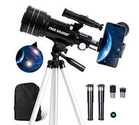 FREE SOLDIER Telescope for Kids&Astronomy Beginners - 70mm Aperture Refractor Telescope for Stargazing with Adjustable Tripod Phone Adapter Perfect Astronomy Gift, Black