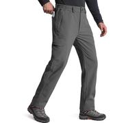 FREE SOLDIER Walking Trousers for Men Winter Waterproof Trousers Outdoor Hiking Trousers Softshell Thermal Fleece Lined Overtrousers (Grey,40 Tall)