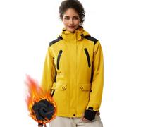 FREE SOLDIER Women's Waterproof Ski Snow Jacket Warm Fleece Lined Winter Rain Jacket with Hood Fully Taped Seams Ginger Yellow