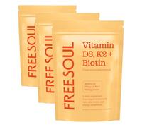 Free Soul Vitamin D3 + K2 & Biotin 3-in-1 Complex, 90ct (Pack of 3)