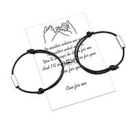 free-space Customize Magnetic Couples Bracelet Set Mutual Attraction Handmade Rope for 2 Braided Matching Bracelets Vows of Eternal Love Jewellery Gift for Women Men (Black)
