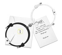 free-space Customize Magnetic Mutual attraction Bracelets 2 Set with 4 Side Engraved Bar Best Matching Couple Gift for Women Men (Sun&Moon 2)