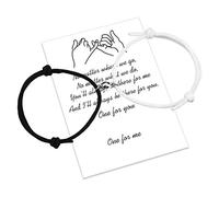free-space Magnetic Couples Bracelet Set Mutual Attraction Handmade Rope for 2 Braided Matching Bracelets Vows of Eternal Love Jewellery Gift for Women Men (New Black-White)