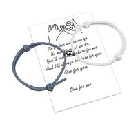 free-space Magnetic Couples Bracelet Set Mutual Attraction Handmade Rope for 2 Braided Matching Bracelets Vows of Eternal Love Jewellery Gift for Women Men (Gray-Black)