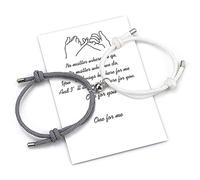 free-space Magnetic Couples Bracelet Set Mutual Attraction Handmade Rope for 2 Braided Matching Bracelets Vows of Eternal Love Jewellery Gift for Women Men (Gray White)