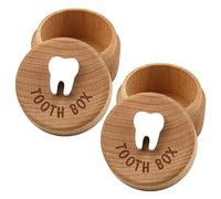 free-space Tooth Fairy Box 3D Carved Wooden Box Souvenir Dropped Tooth Keepsake Storage Box Gift for Boy or Girl (2pcs Tooth Box)