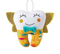 free-space Tooth Fairy Doll Embroidery with Pocket Shiny Wings Crystal Velvet Tooth Fairy Keepsake Boys Girls Gifts (Yellow)