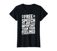 Free Speech Over Feelings Bold Statement Value Graphic T-Shirt, Women, Black, XL