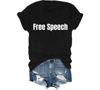 Free Speech Shirt Men Women Letter Print Tee Free Speech Short Sleeve T-Shirt, Unisex Tshirt Black