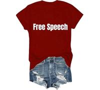 Free Speech Shirt Men Women Letter Print Tee Free Speech Short Sleeve T-Shirt, Unisex Tshirt Claret