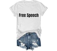 Free Speech Shirt Men Women Letter Print Tee Free Speech Short Sleeve T-Shirt, Unisex Tshirt White
