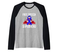 Free Speech Superhero Warrior Fighter Freedom of Speech Raglan Baseball Tee
