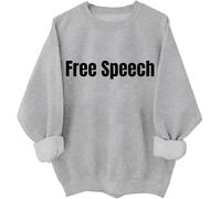 Free Speech Sweatshirt Men Women Letter Print Hoodie Free Speech Long Sleeve Shirts, Unisex Sweatshirt Grey