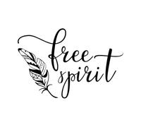 Free Spirit Quote Wall Art Decal Flying Feather Wall Sticker Freedom Style Wallpaper Home Interior Decoration Vinyl Art Small - 27x42cm