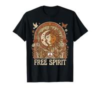 Free Spirit Sun Moon Celestial Boho 70s Retro Art T-Shirt