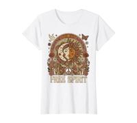 Free Spirit Sun Moon Celestial Boho 70s Retro Art Value Graphic T-Shirt, Women, White, XL