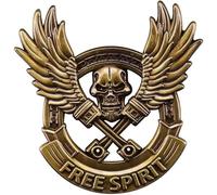 Free Spirit Wings Skull Skeleton Biker Motorcycle Rider Bike Tattoo 2" Enamel Pin Badge