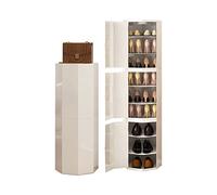 Free Standing 360° Rotating Shoe Rack - Tall Octagon Revolving Storage for Closet & Entryway, Space-Saving Lazy Susan Design, Modern White (43CM)