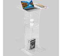 Free Standing Acrylic Metal Podium Stand Modern Church Pulpit Acrylic Podium Stand Lectern for Conferences Classrooms Weddings Concerts with Rigging