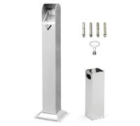 Free Standing Ashtray Bin, Stainless Steel Smoking Bin with Lockable Key, Detachable Outdoor Cigarette Butt Collection Box for Communal Areas