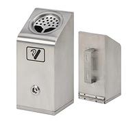 Free Standing Ashtray, Lockable Metal Cigarette Butt Container, Stainless Steel Wall Mounted Ashtray for Outdoor Smoking in Public Places