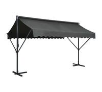 Free Standing Awning 4x3m Blue White Polyester Fabric Steel Frame Anthracite Sun