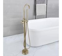 Free Standing Bath Mixer Taps Gooseneck Bath Shower Mixer Tap Single Handle Tap Swivel Spout Brass,Brushed Gold Hopeful Interesting