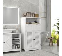 Free Standing Bathroom Storage Cabinet with Louvred Doors, 2 Drawers Kleankin White One Size