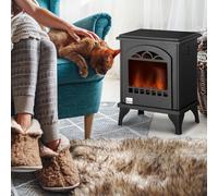 HOMCOM Free Standing Bio Ethanol Fireplace Heater with 0.9L Tank, Black, Black