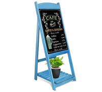 Free Standing Chalkboard Easel Stand, Wooden Chalkboard Sign with Display Shelf Vintage A Frame Chalk Board 40X44X110CM
