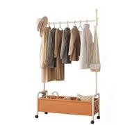 Free Standing Clothes Rail Wheels Adjustable with Leather Storage Coat Garment Clothing Hanging Rails Rack Display Storage Stand Castors for Bedroom A,80