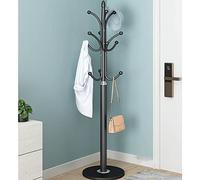 IMPREC Free-standing Coat Rack, Hat Hanger Metal Coat Hangers Backpacks Umbrellas Purses Simple Coat Stand Stylish Coat With Stable Round Marble Base (Color : Noir)